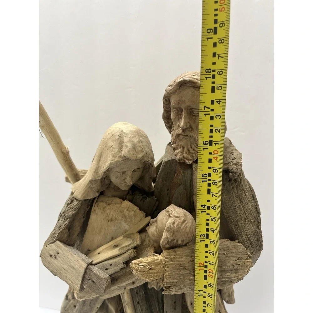 Christmas Driftwood Nativity Large Jesus Mary Joseph 18x11